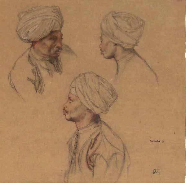 Three Studies of Head of a Hindu